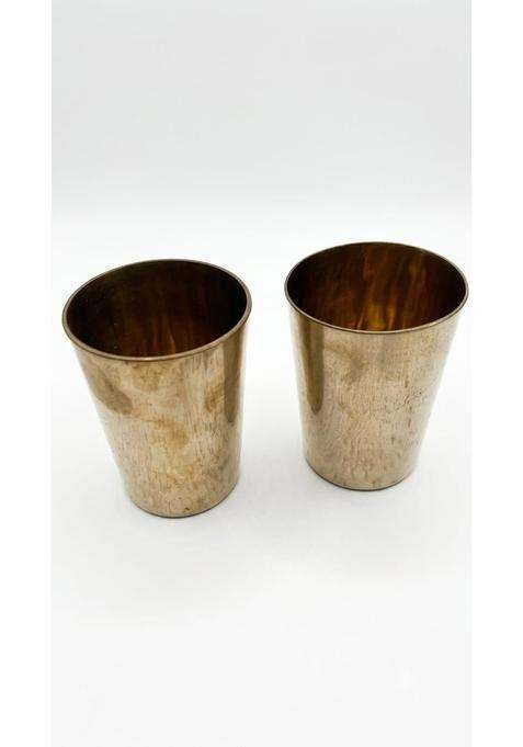 SHAAN mfg. Pure Kansa Plain Glass with Luxury Design | 300 ml | 10.1 fl oz | 2-Piece Set