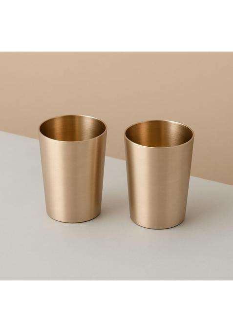 SHAAN mfg. Pure Kansa Bronze Drinking Glass | 2-Piece Set