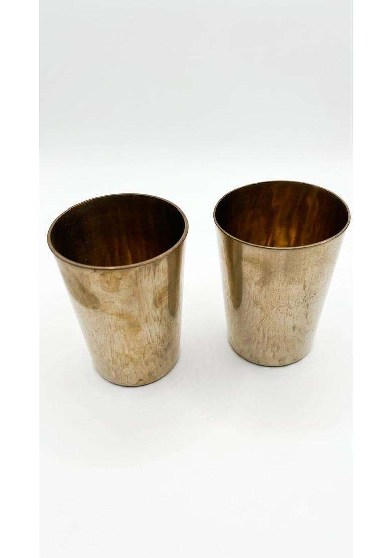 SHAAN mfg. Pure Kansa Bronze Drinking Glass | 2-Piece Set - Indya