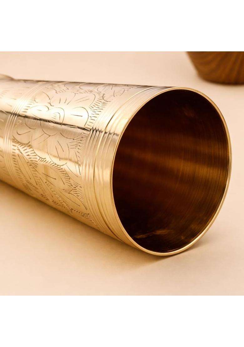SHAAN mfg. Kansa Glass Bronze Tumbler Drinking Cup for Lassi and Milk | 1 L | 1.1 Qt - Indya
