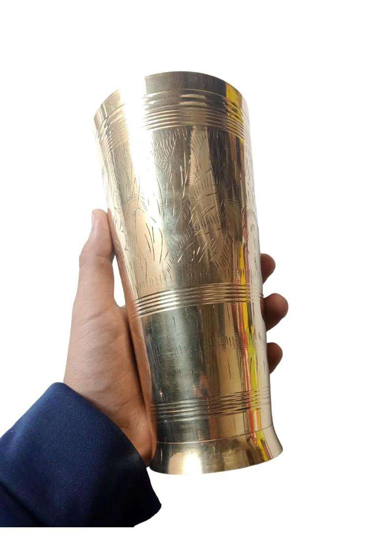SHAAN mfg. Kansa Glass Bronze Tumbler Drinking Cup for Lassi and Milk | 1 L | 1.1 Qt - Indya
