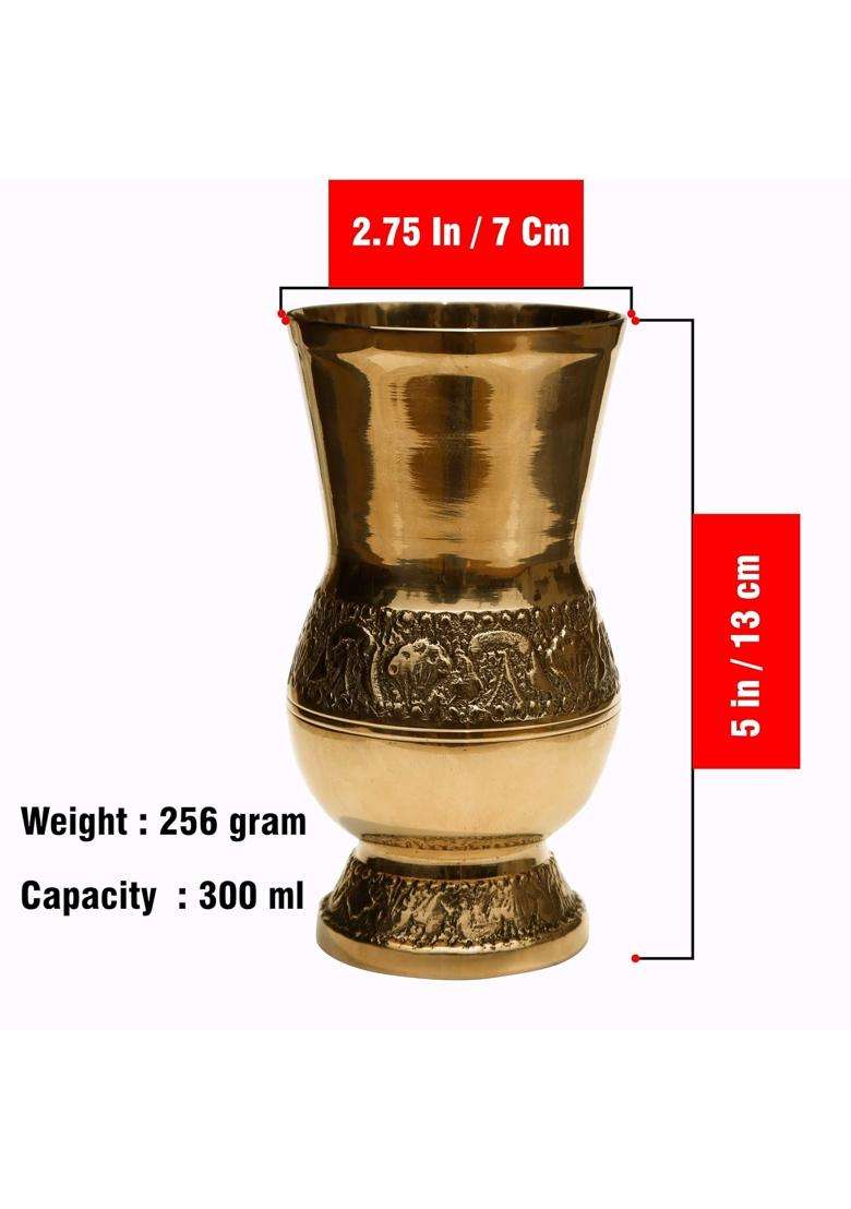 Pure Source India Pure Brass Glass Tumbler Cup for Homeware Hotelware Dinnerware Size | 300 ml | 10.1 fl oz - Indya