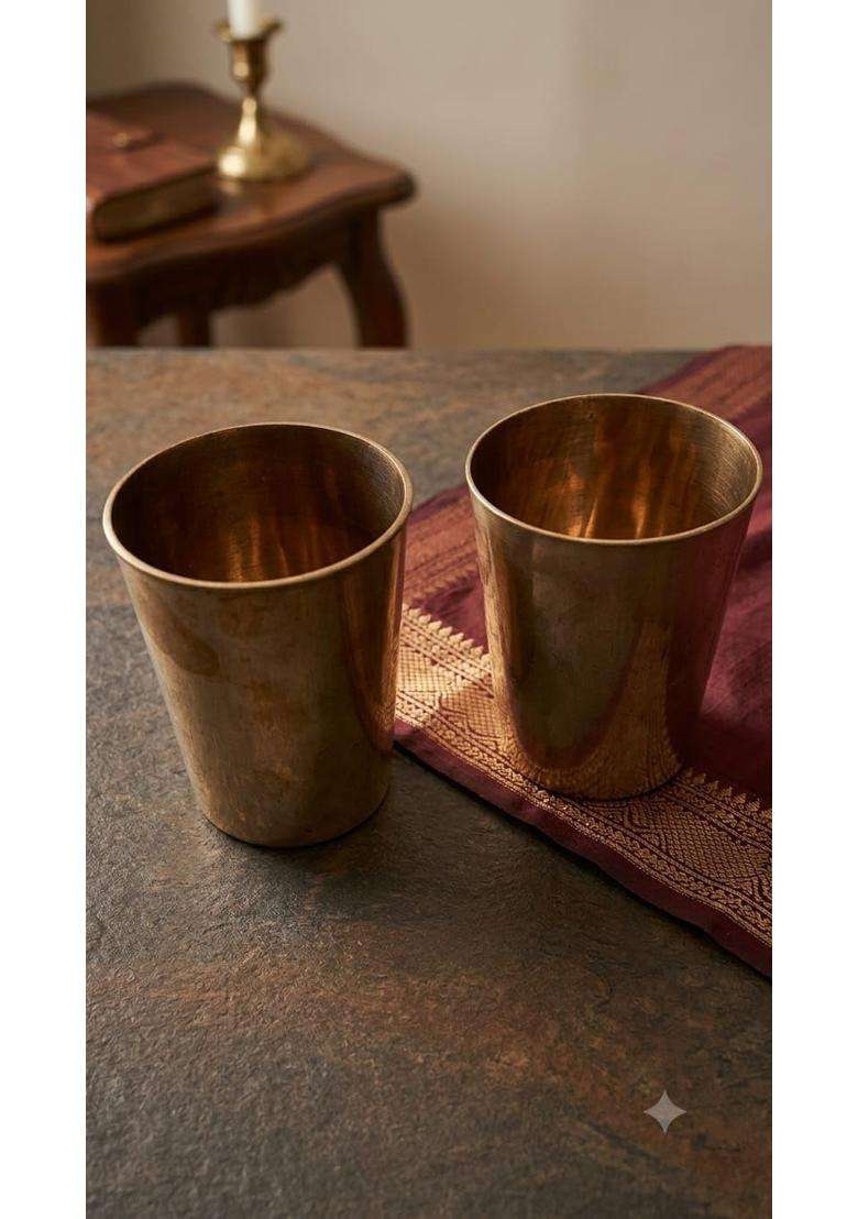 SHAAN mfg. Pure Kansa Bronze Drinking Glass | 6-Piece Set - Indya