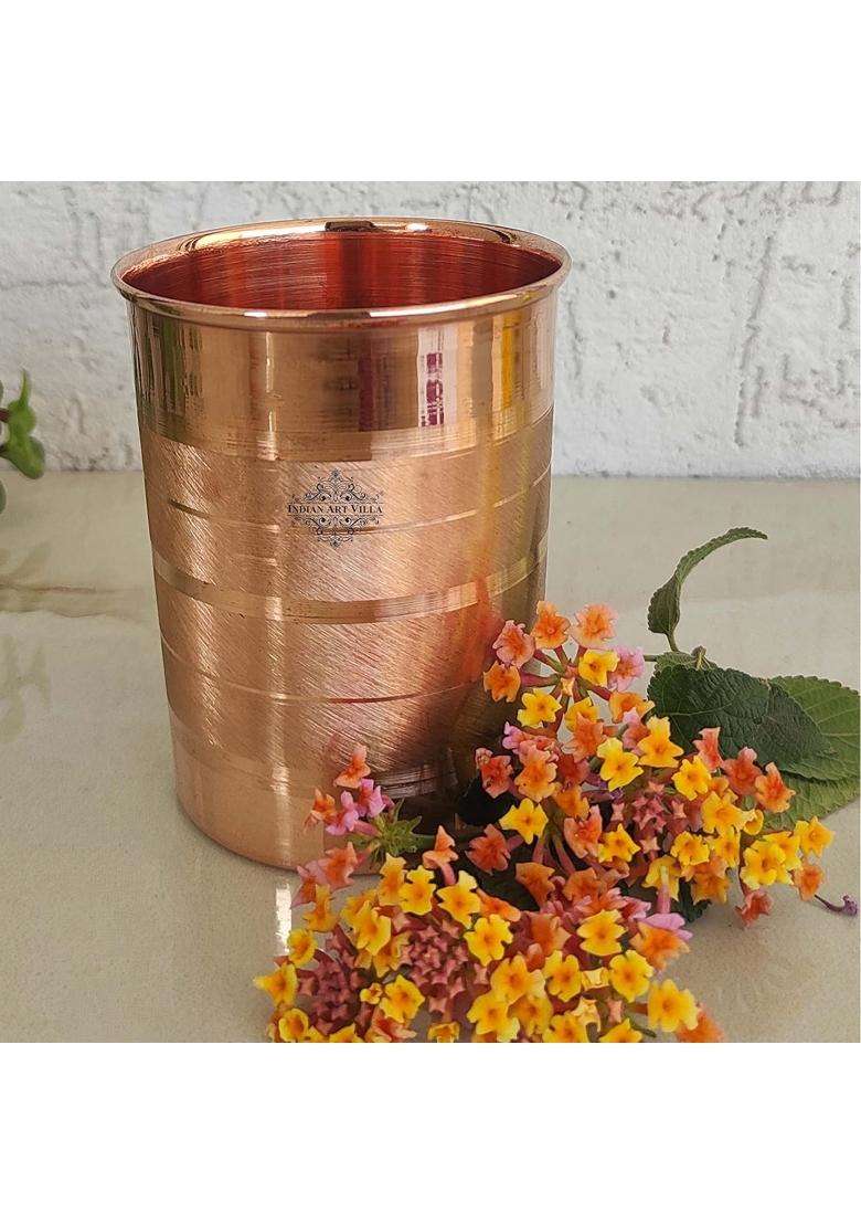 INDIAN ART VILLA Copper Glass Tumbler | 275 ml | 9.3 fl oz | 2-Piece Set - Indya