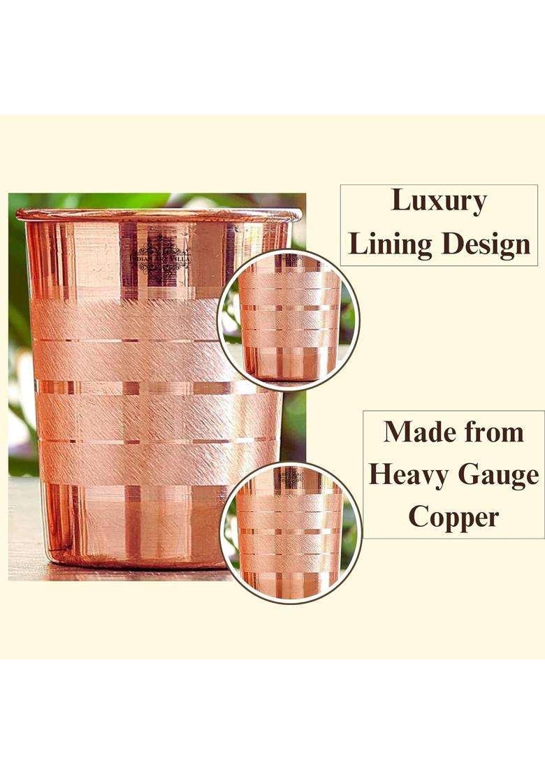 INDIAN ART VILLA Copper Glass Tumbler | 275 ml | 9.3 fl oz | 2-Piece Set - Indya