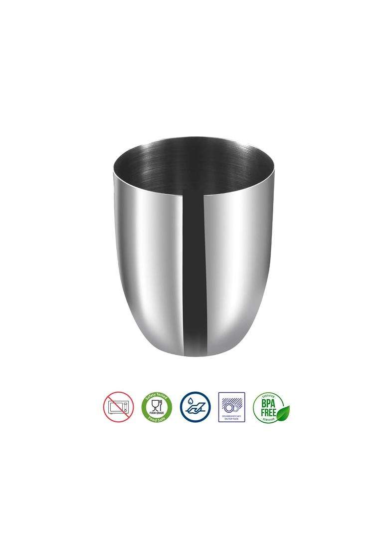 Vinod Cookware Kraft Premium Stainless Steel Glass Set of Each | 350 ml | 11.8 fl oz | 6-Piece Set | Food Safe - Indya