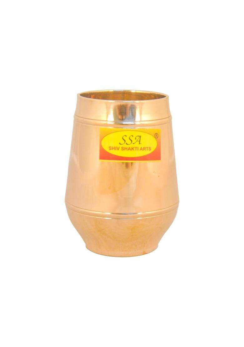 Shiv Shakti Arts Pure Bronze Kansa Glass Tumbler for Water and Juice Serving | 300 ml | 10.1 fl oz - Indya