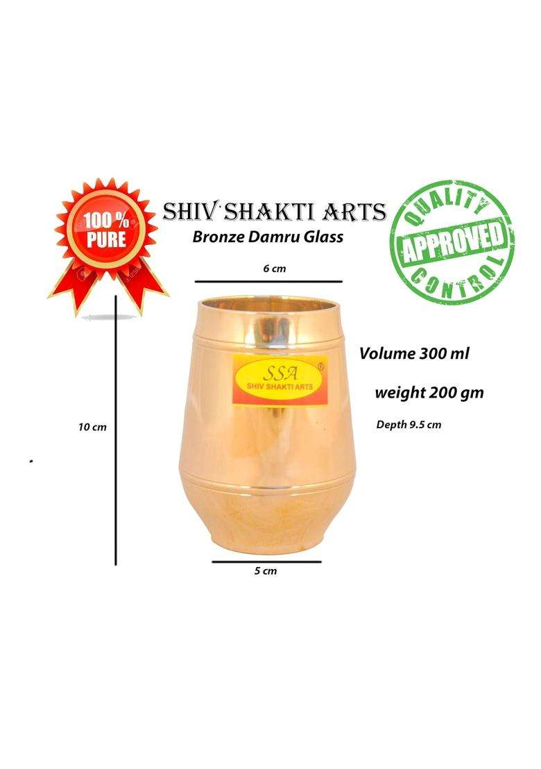 Shiv Shakti Arts Pure Bronze Kansa Glass Tumbler for Water and Juice Serving | 300 ml | 10.1 fl oz - Indya