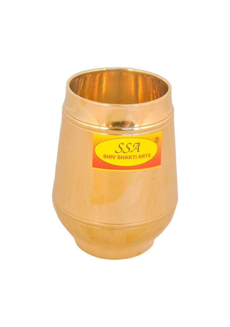 Shiv Shakti Arts Pure Bronze Kansa Glass Tumbler for Water and Juice Serving | 300 ml | 10.1 fl oz - Indya