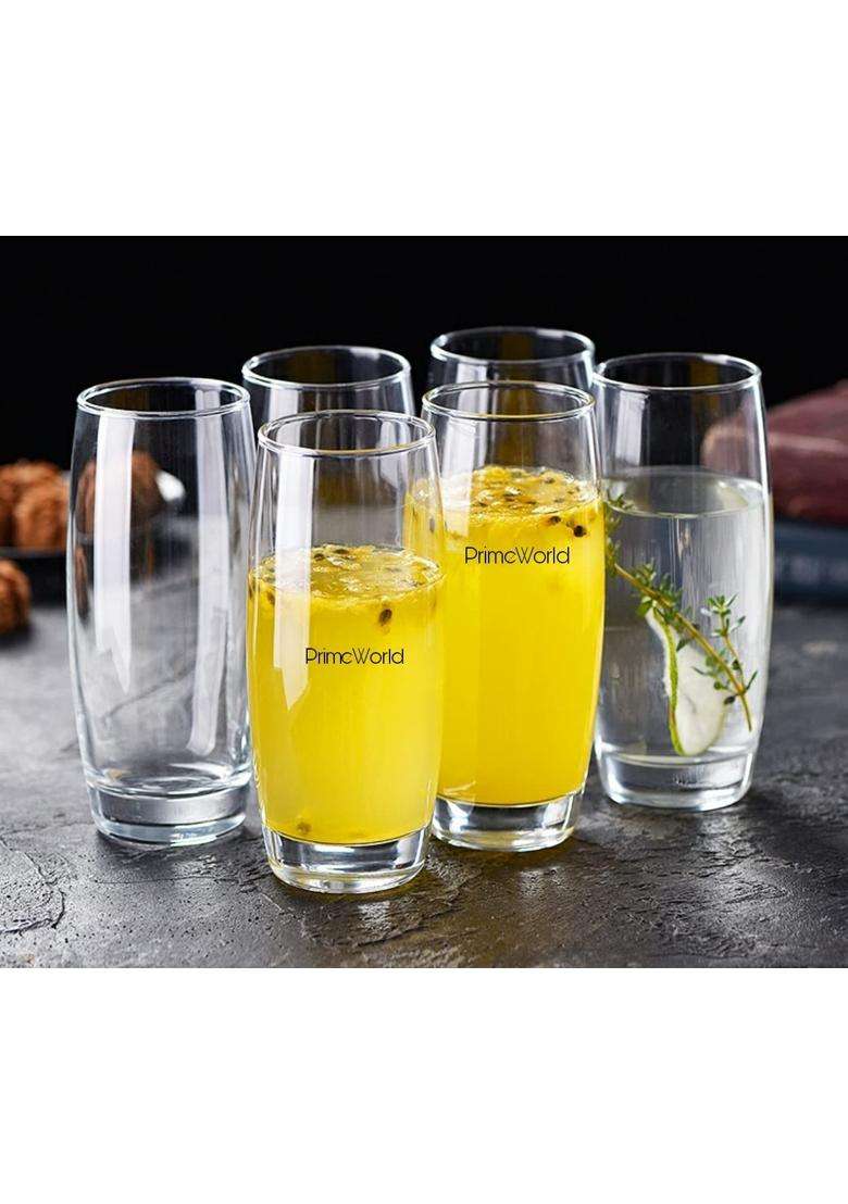 PrimeWorld European Barrel Hi Ball Glasses Pcs | 310 ml | 10.5 fl oz | 6-Piece Set | Lead Free - Indya