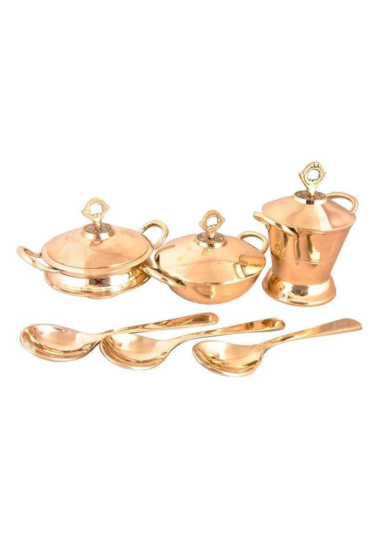 SHIV SHAKTI ARTS Bronze Kansa Serving Set | 9-Piece Set - Indya
