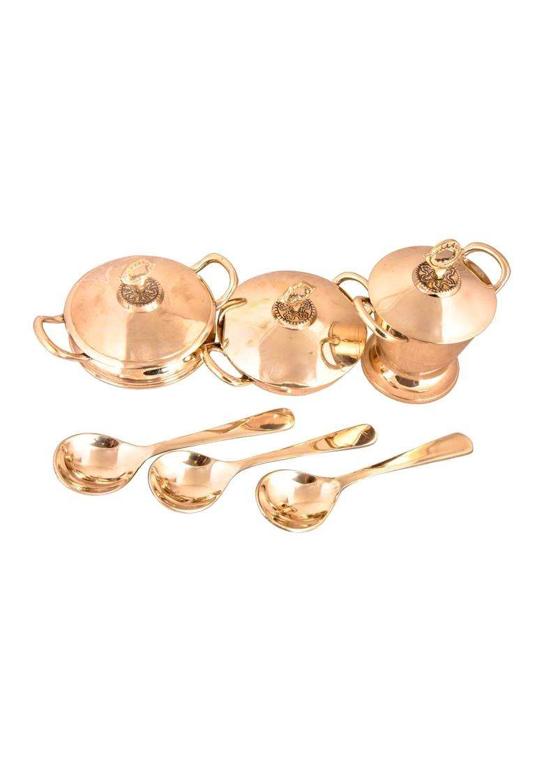 SHIV SHAKTI ARTS Bronze Kansa Serving Set | 9-Piece Set - Indya