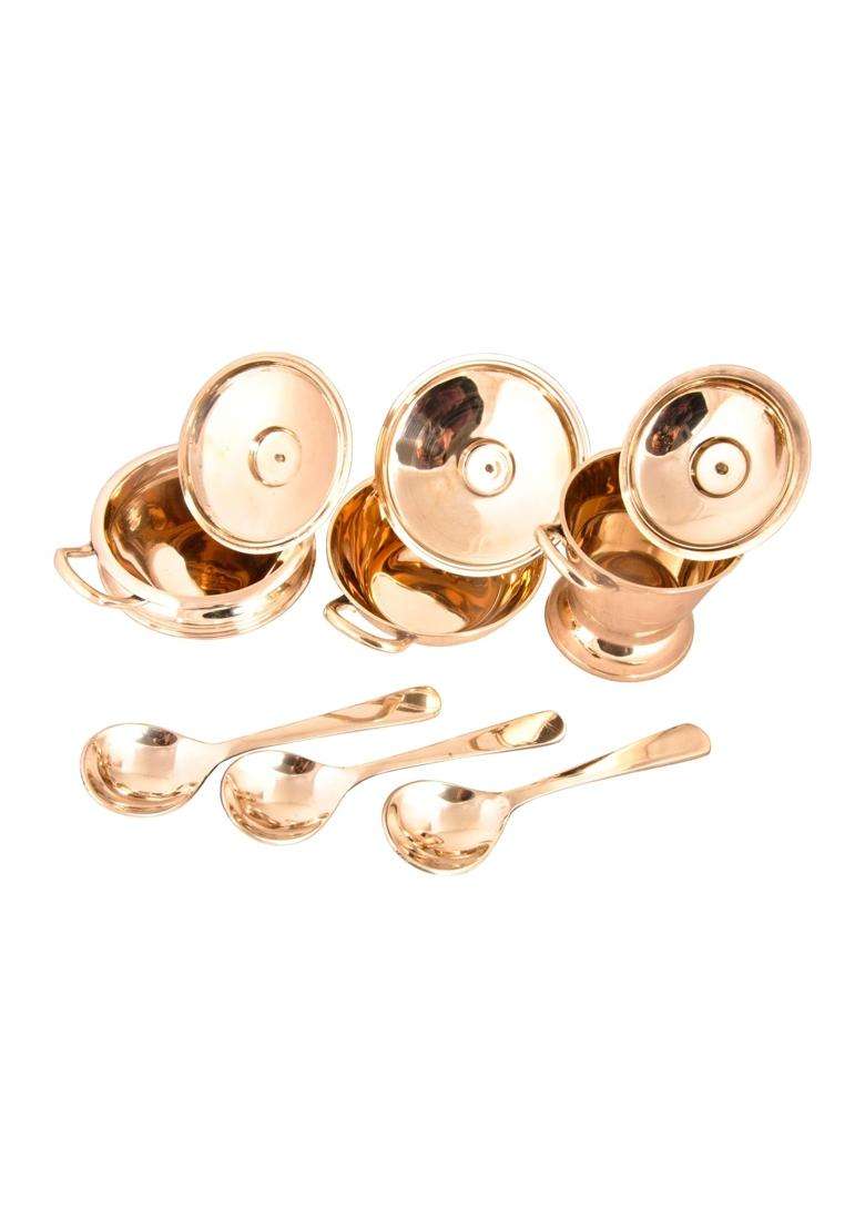 SHIV SHAKTI ARTS Bronze Kansa Serving Set | 9-Piece Set - Indya