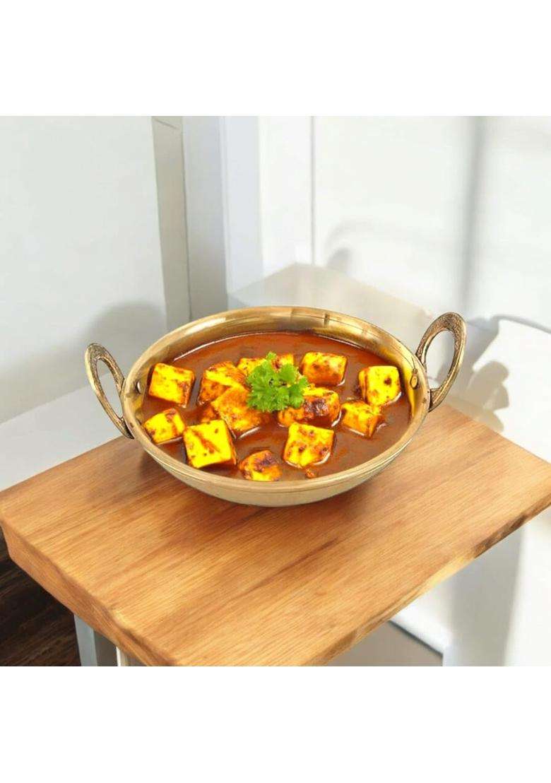 Copper-Master Cooking Kadhai Wok with Pure Brass Non-Toxic | 1.8 L | 1.9 Qt - Indya