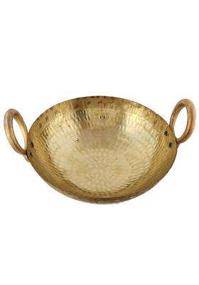 Yadav Craft Pure Brass Kadhai Wok Frying Pen Heavy Weight | 1.2 L | 1.3 Qt