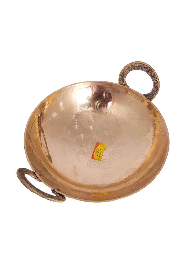 SHIV SHAKTI ARTS Pure Brass Serving and Cooking Kadhai Wok | 1500 ml | 50.7 fl oz - Indya