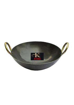 K.U.H.. KUHA Iron Kadai Wok with Brass Handles | 1 L | 1.1 Qt | Heavy Bottom