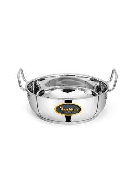 Kanshita's Rasoiware Heavy Gauge Stainless Steel Kadhai Wok | 2.5 L | 2.6 Qt | Induction Compatible