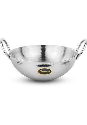 Kanshita's Rasoiware Stainless Steel Hammered Kadhai Wok | 1.2 L | 1.3 Qt | Heavy Bottom