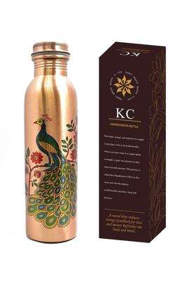 KC Pure Copper Peacock Designer Water Bottle with Advanced Leak Proof Protection | 1000 ml | 33.8 fl oz