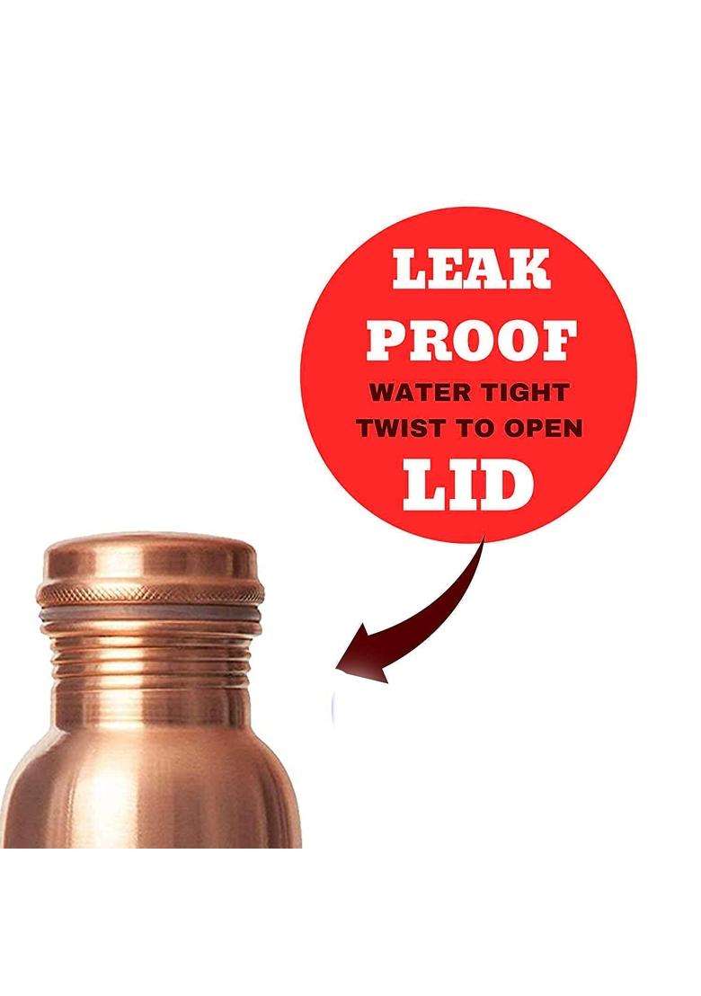 KC Pure Copper Peacock Designer Water Bottle with Advanced Leak Proof Protection | 1000 ml | 33.8 fl oz - Indya