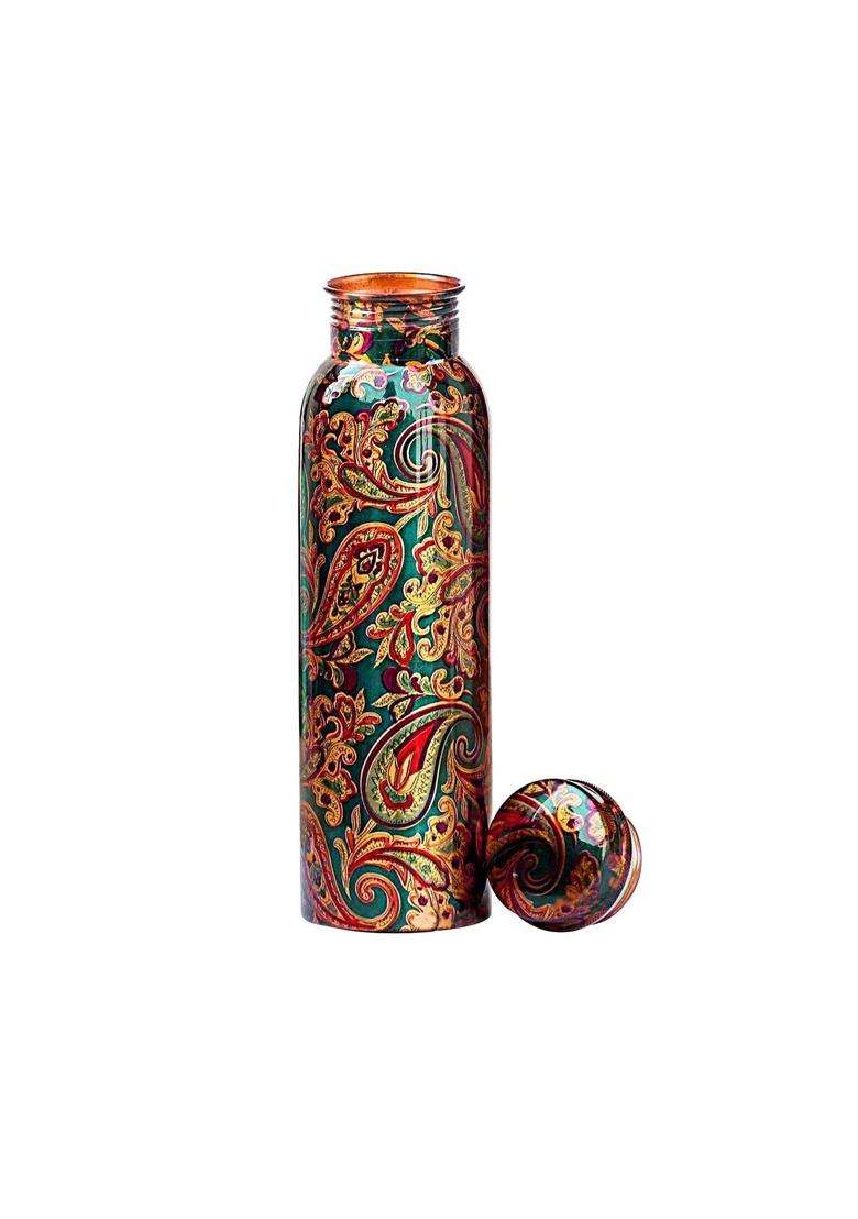 KC Pure Copper Designer Water Bottle with Leak Proof Protection | 1000 ml | 33.8 fl oz - Indya