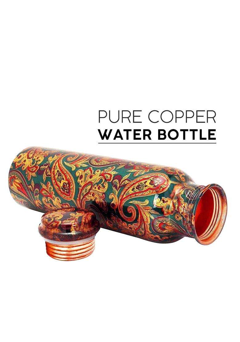 KC Pure Copper Designer Water Bottle with Leak Proof Protection | 1000 ml | 33.8 fl oz - Indya