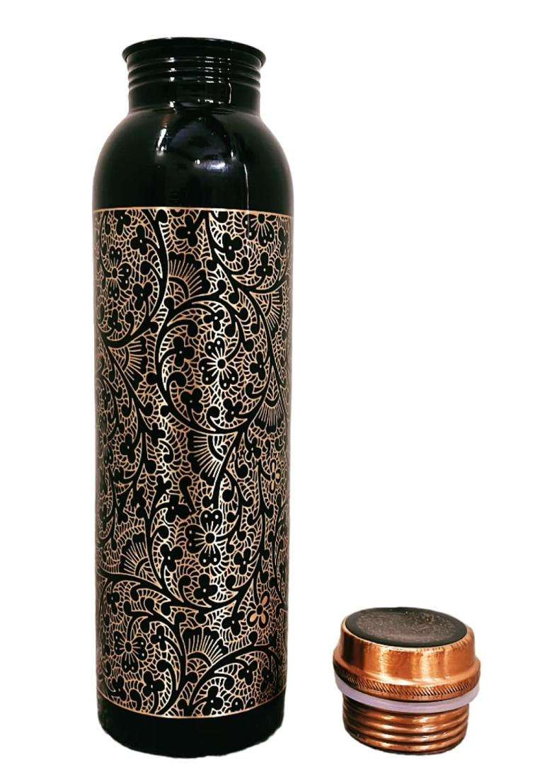 KC Pure Copper Designer Water Bottle with Advanced Leak Proof Protection | 1000 ml | 33.8 fl oz - Indya
