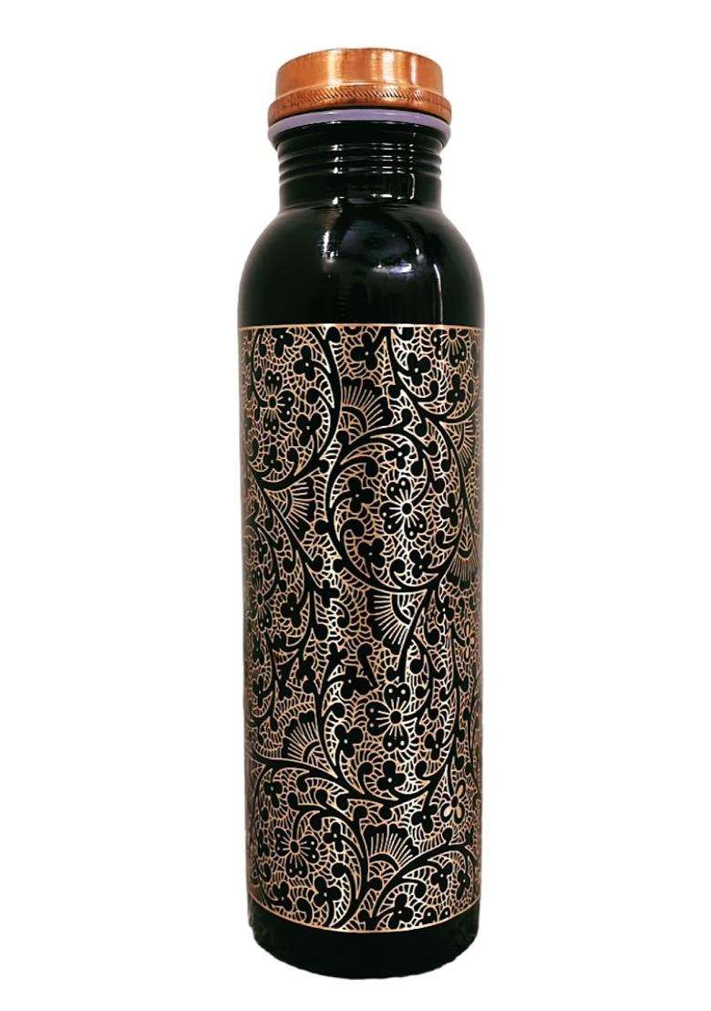KC Pure Copper Designer Water Bottle with Advanced Leak Proof Protection | 1000 ml | 33.8 fl oz - Indya
