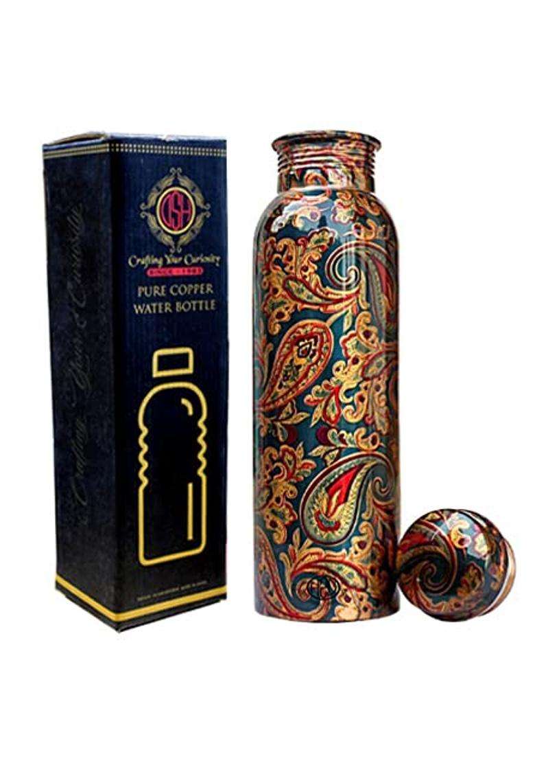 DSH CRAFTING YOUR CURIOSITY DSH Copper Bottles for Water Printed Design with Fine Art Work | 1 L | 1.1 Qt - Indya