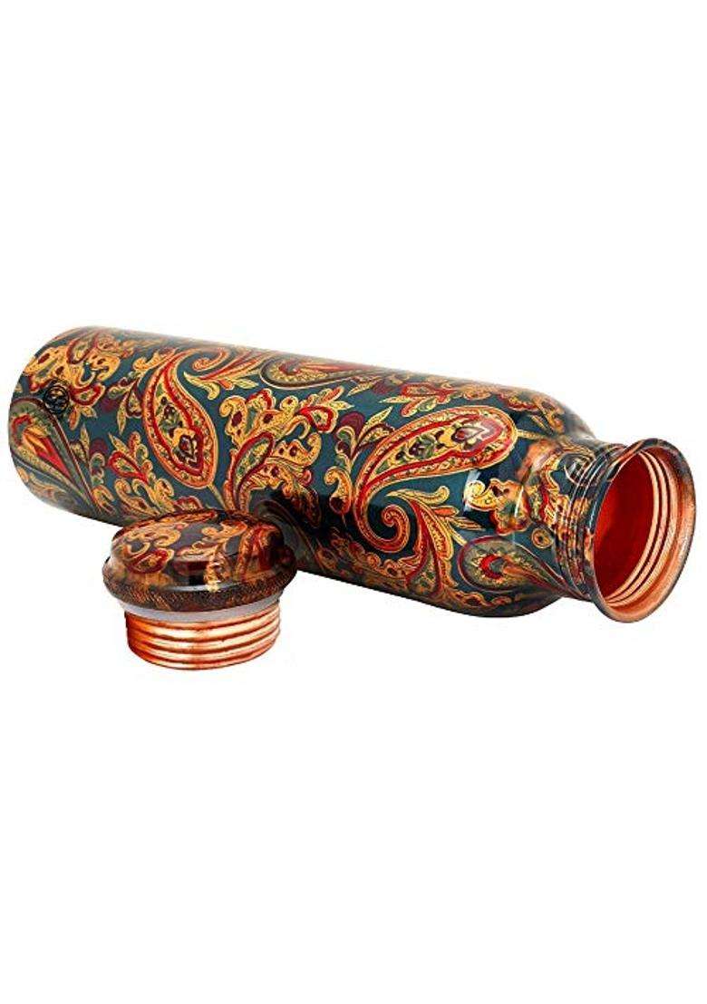 DSH CRAFTING YOUR CURIOSITY DSH Copper Bottles for Water Printed Design with Fine Art Work | 1 L | 1.1 Qt - Indya