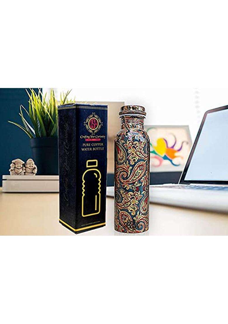 DSH CRAFTING YOUR CURIOSITY DSH Copper Bottles for Water Printed Design with Fine Art Work | 1 L | 1.1 Qt - Indya