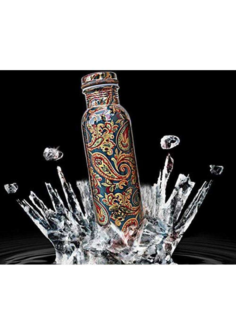 DSH CRAFTING YOUR CURIOSITY DSH Copper Bottles for Water Printed Design with Fine Art Work | 1 L | 1.1 Qt - Indya