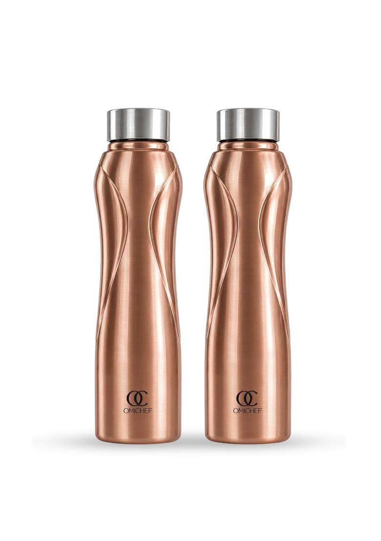 Omichef Stainless Steel Water Bottle | 1 L | 1.1 Qt | Pack of 2 | BPA Free | Leak Proof - Indya
