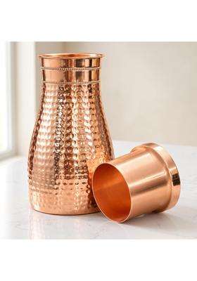 Copper-Master Modern and Traditional Bedside Bedroom Copper Water Bottle Jar with Pure Copper | 1 L | 1.1 Qt