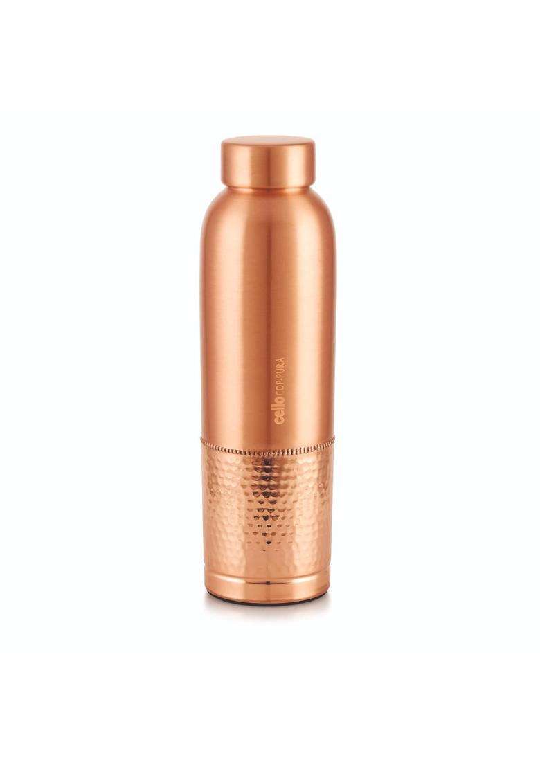 CELLO Megha Copper Water Bottle for Daily and Office Use | 1000 ml | 33.8 fl oz | Leak Proof | Rust Resistant - Indya