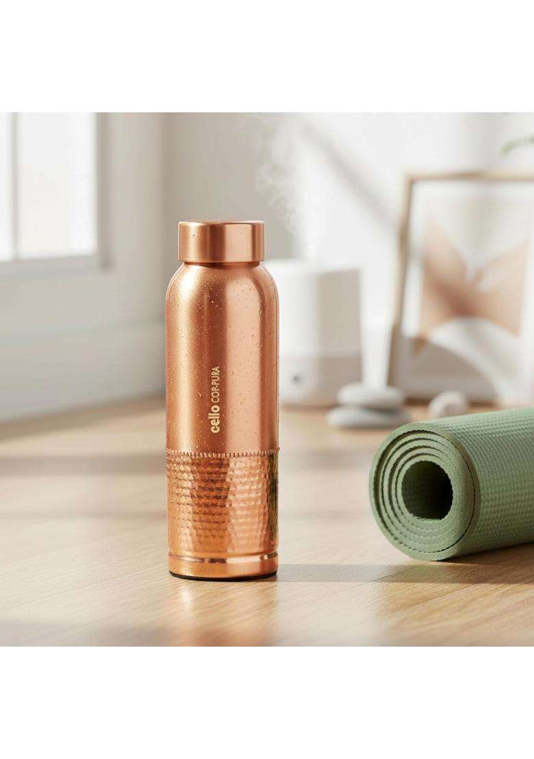 CELLO Megha Copper Water Bottle for Daily and Office Use | 1000 ml | 33.8 fl oz | Leak Proof | Rust Resistant - Indya