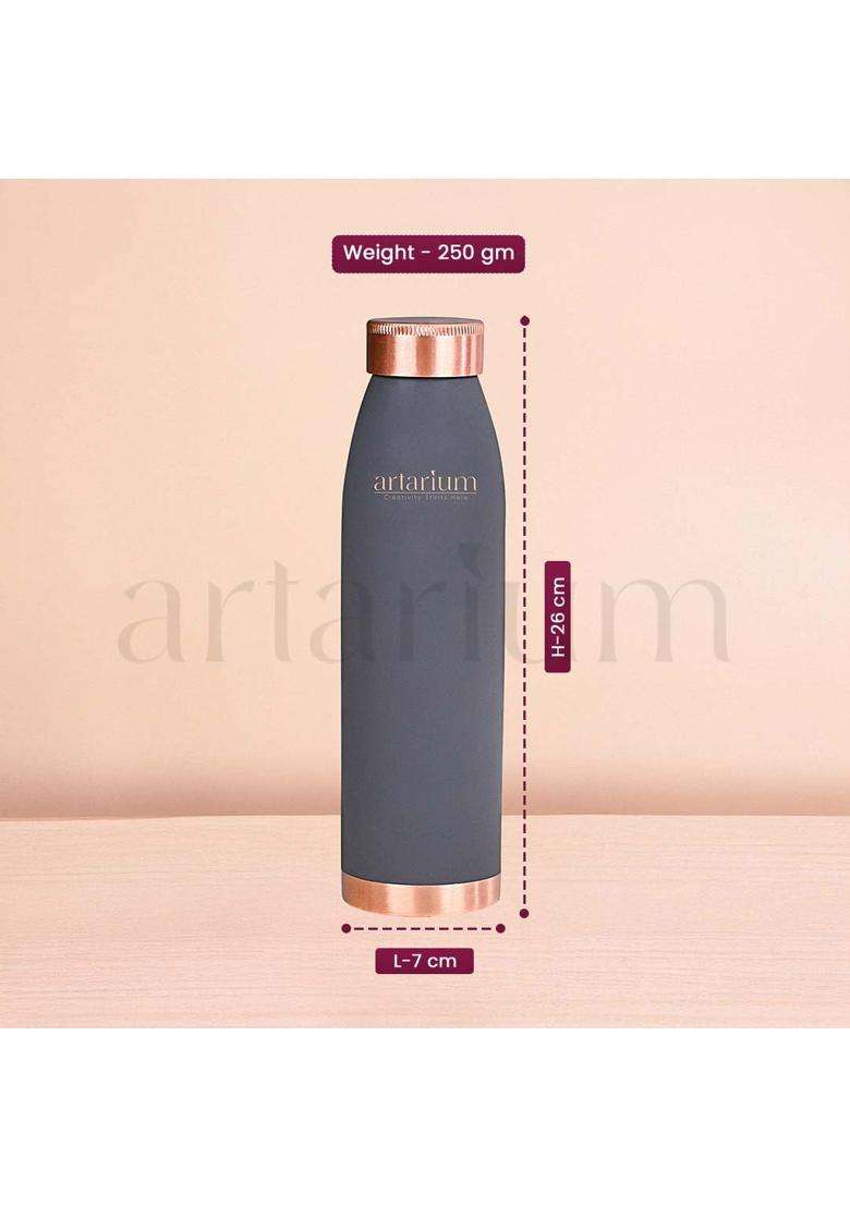 Artarium Copper Bottle Leak Proof Non Toxic BPA Free with Anti Oxidant Proeprties Grey | 1 L | 1.1 Qt - Indya