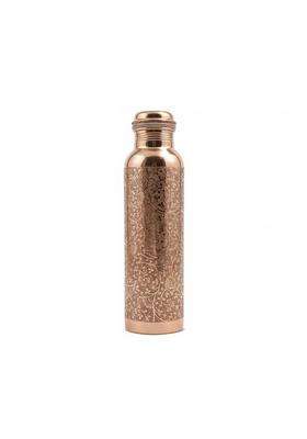 Adoko Pure Copper Water Bottle with Floral Etching Design | 1 L | 1.1 Qt | BPA Free | Non-Toxic | Leak Proof