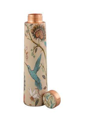 R Ayurveda Copper Handmade Copper Bottle Stone Blue Butterfly Printed Meena Exact Handcrafted | 1 L | 1.1 Qt