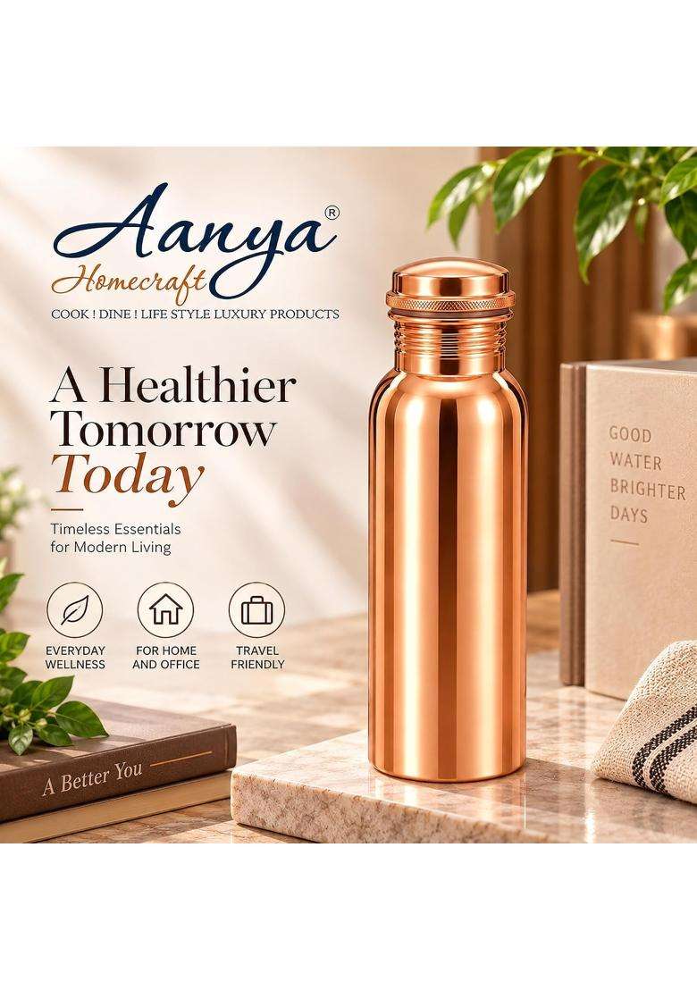 AANYA HOME CRAFT Aanya Homecraft Copper Water Bottle with Screw Cap | 1 L | 1.1 Qt - Indya