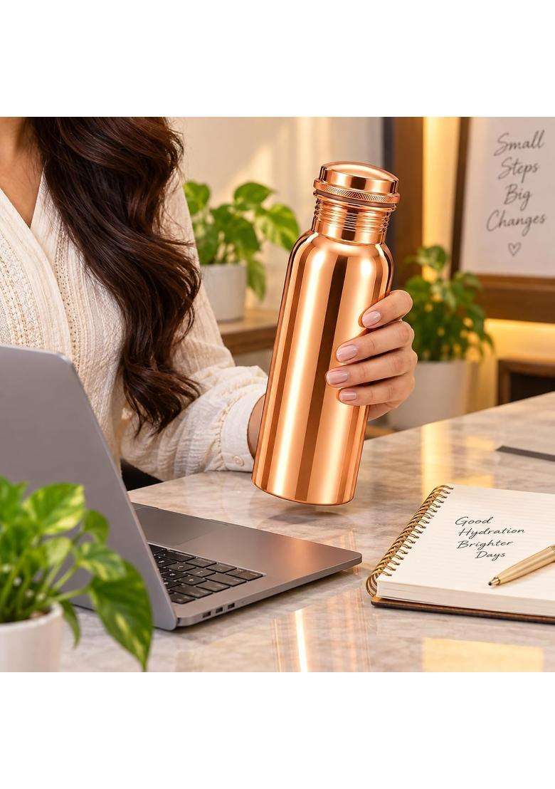 AANYA HOME CRAFT Aanya Homecraft Copper Water Bottle with Screw Cap | 1 L | 1.1 Qt - Indya
