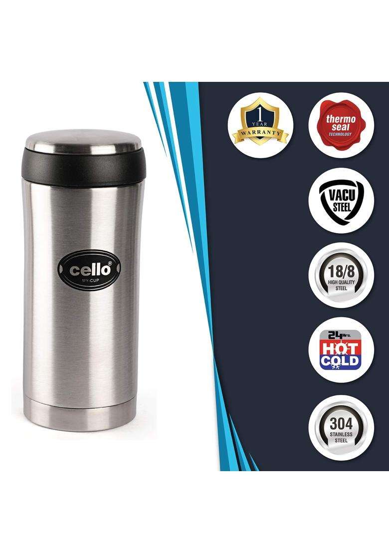 CELLO My Cup Stainless Steel Water Bottle | 500 ml | 16.9 fl oz | Leak Proof - Indya