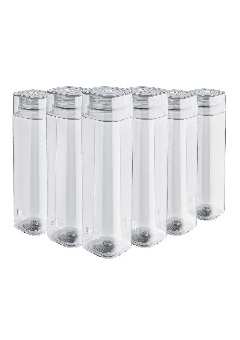CELLO H2O Squaremate Plastic Water Bottle | 1 L | 1.1 Qt | 6-Piece Set | Leak Proof - Indya