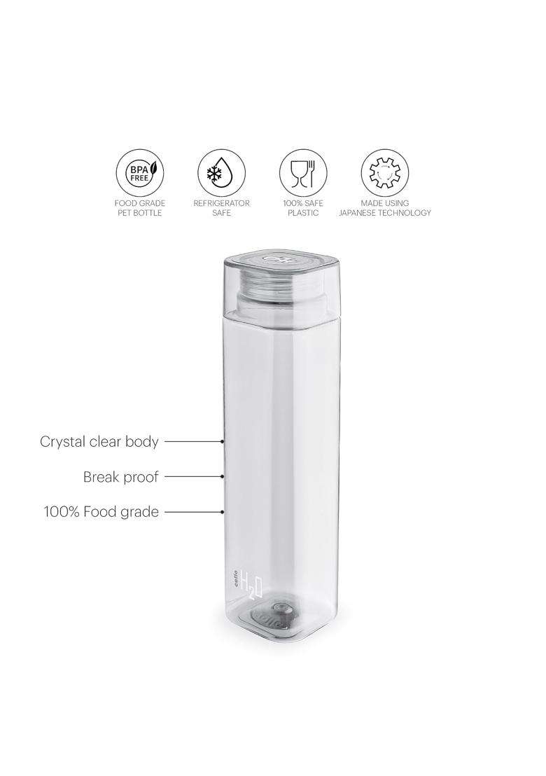 CELLO H2O Squaremate Plastic Water Bottle | 1 L | 1.1 Qt | 6-Piece Set | Leak Proof - Indya