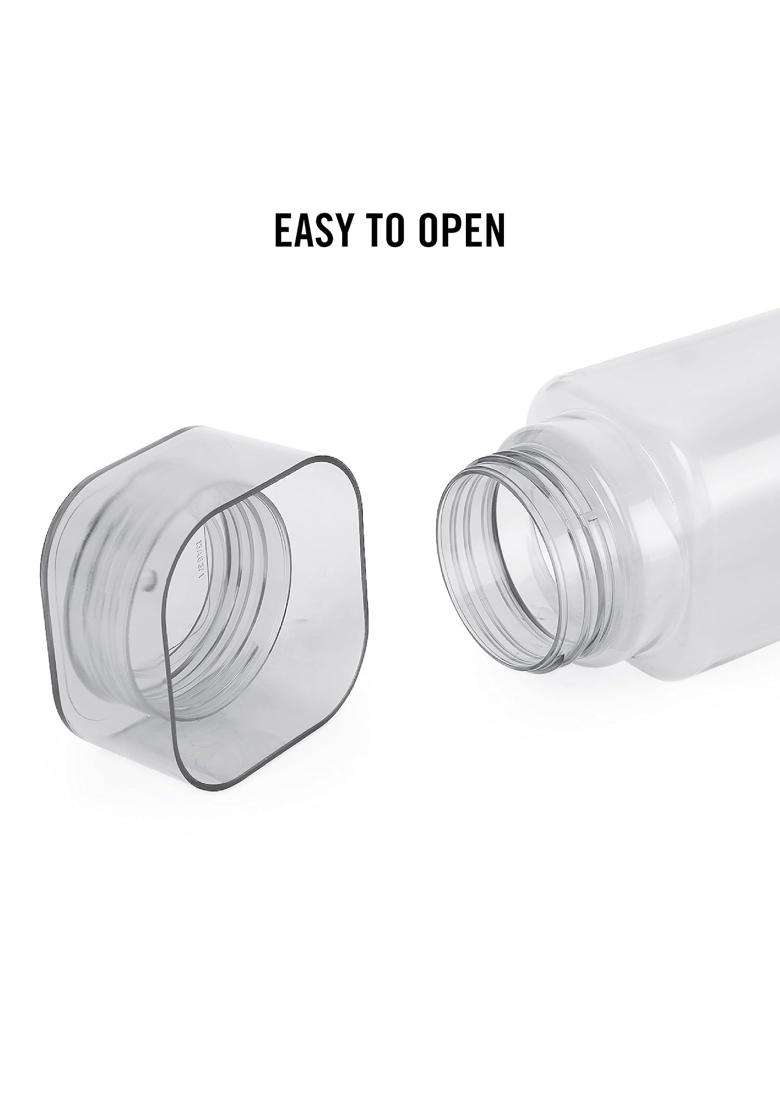 CELLO H2O Squaremate Plastic Water Bottle | 1 L | 1.1 Qt | 6-Piece Set | Leak Proof - Indya