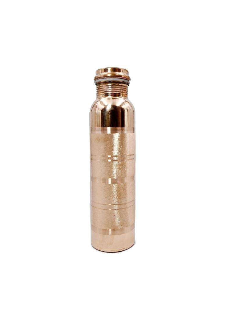 Adoko Pure Copper Bottles with Silver Touch Design | 1 L | 1.1 Qt | BPA Free | Non-Toxic | Leak Proof - Indya