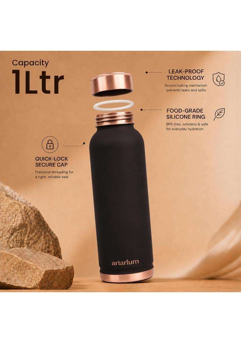 Artarium Eco Friendly Copper Water Bottle | 1 L | 1.1 Qt - Indya