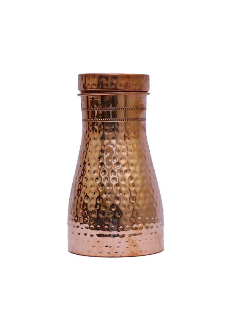 DSH CRAFTING YOUR CURIOSITY DSH Bedroom Copper Bottle Jug with Inbuilt Glass Copper Pitcher Storage Water | 250 ml | 8.5 fl oz - Indya