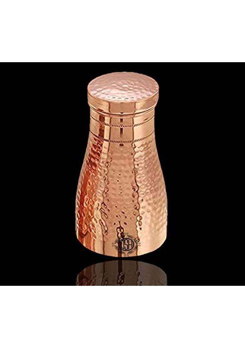 DSH CRAFTING YOUR CURIOSITY DSH Bedroom Copper Bottle Jug with Inbuilt Glass Copper Pitcher Storage Water | 250 ml | 8.5 fl oz - Indya